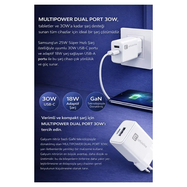 Cellularline Multipower 30 W Hızlı Şarj Adaptörü - Görsel 5