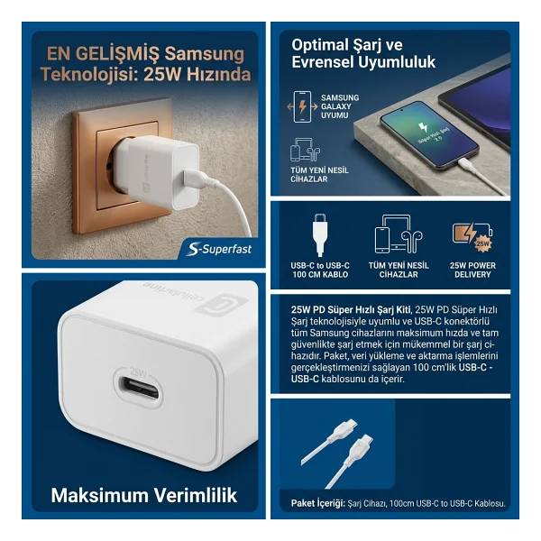 Cellularline 25 W Type-C Kablolu Hızlı Şarj Aleti - Görsel 4