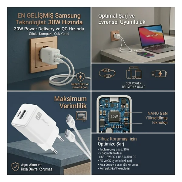 Cellularline 30 W Type-C Kablolu Hızlı Şarj Aleti - Görsel 5