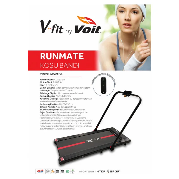 Voit V-Fit Runmate Uzaktan Kumandalı Katlanabilir Koşu Bandı - Görsel 7