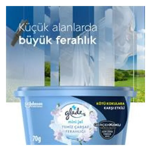 Glade Clean Temiz Çarşaf Ferahlığı 70 gr Mini Jel Oda Kokusu - Görsel 5