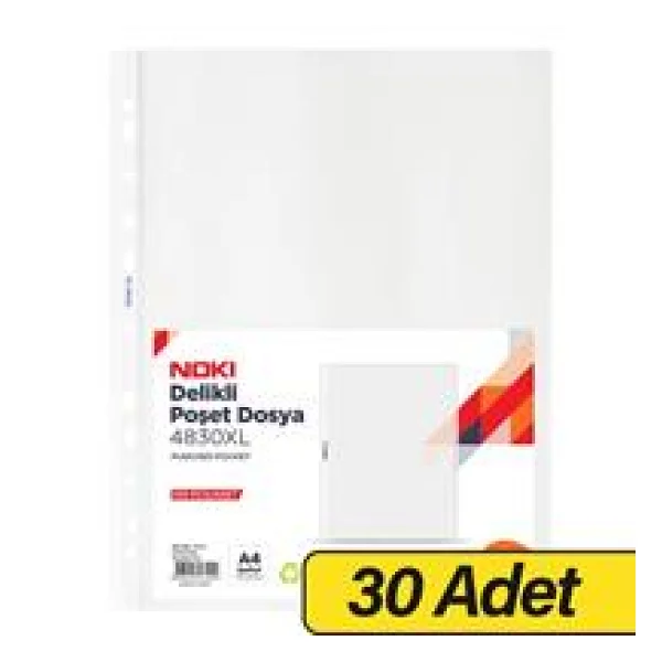 Noki 4830XL Delikli Poşet Dosya A4 55 Mikron - 100'lü x 30 Adet - Görsel 3
