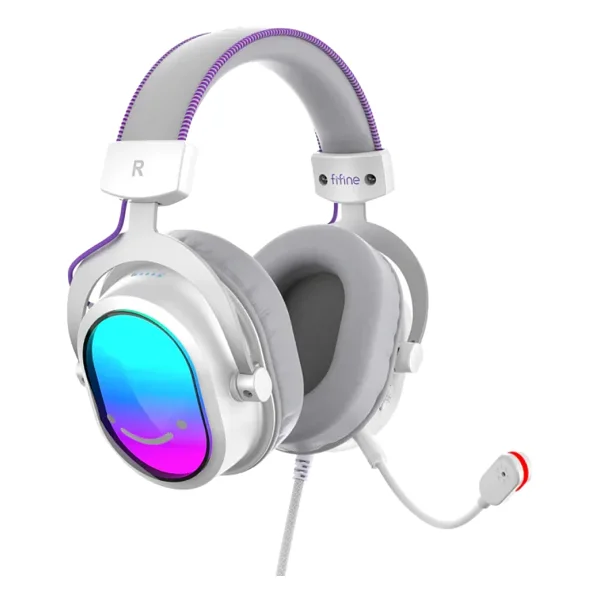 Fifine Ampligame H16 Beyaz RGB 7.1 USB Kablolu Kulak Üstü Oyuncu Kulaklığı - Görsel 9