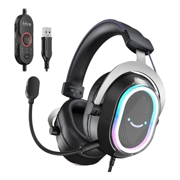 Fifine Ampligame H13 Siyah RGB 7.1 USB Kablolu Kulak Üstü Oyuncu Kulaklığı - Görsel 9