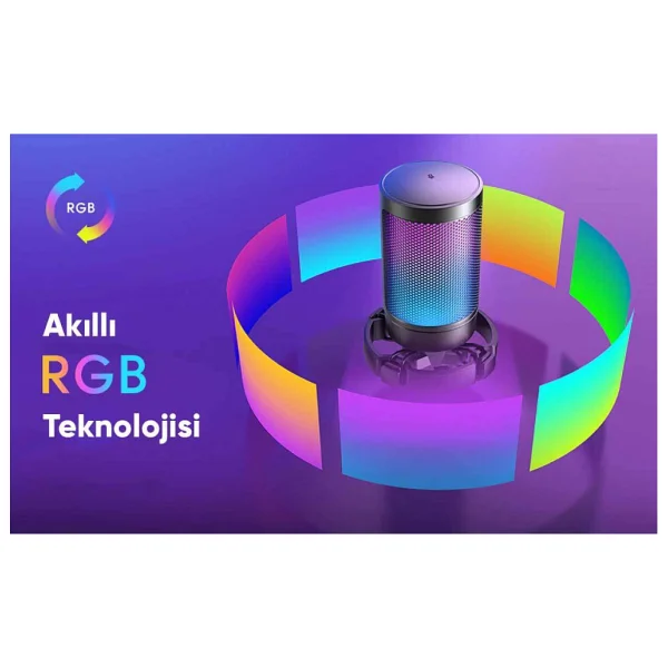 Fifine Ampligame A6T Mavi RGB USB Yayıncı Mikrofonu - Görsel 9