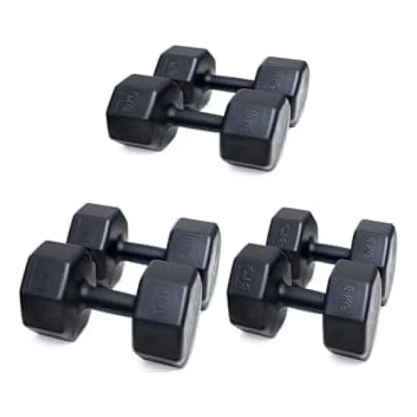 Besinistanbul PS SPOR 3 ÇİFT DAMBIL SET 6 KG + 8 KG + 10 KG + STAND SİYAH - Görsel 9