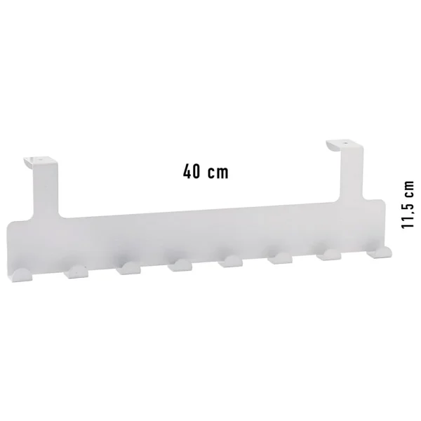Orret Home Metal Mat Siyah Kapı Arkası Askılık - 8 Kancalı Amerikan Tipi Organizer Askı, Banyo ve Oda Kapıları İçin Pratik Askılık, Delmeden Montajlı Kapı Arkası Askı (Beyaz) - Görsel 6