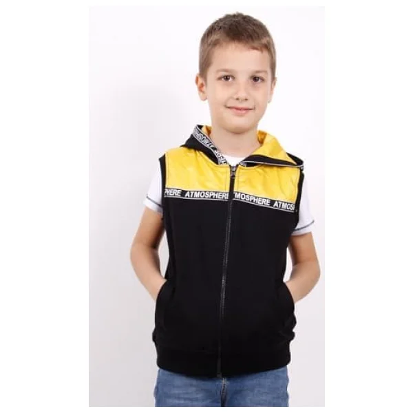 Toontoy Erkek Çocuk Şeritli Kapüşonlu Yelek Lacivert 6 YAŞ - Görsel 7