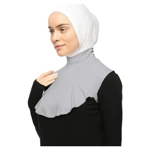 Altobeh Düz Balıkçı Yaka Boğazlı Penye Tesettür Boyunluk, Gri - Görsel 3