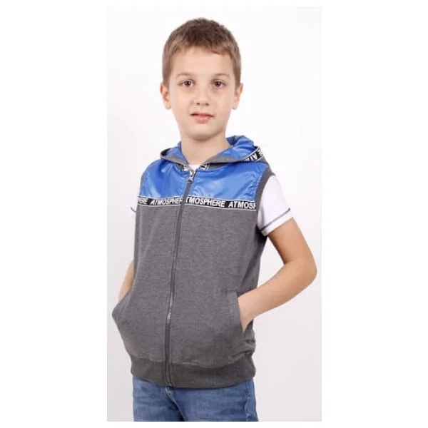 Toontoy Erkek Çocuk Şeritli Kapüşonlu Yelek Lacivert 6 YAŞ - Görsel 8