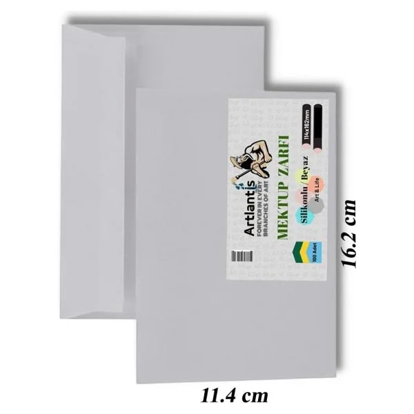 Mektup Zarfı Silikonlu 114x162 Mm 100 Adet 1 Paket Artlantis Cırtlı Beyaz Zarf Takı Zarfı Düğün Para Zarfı - Görsel 3