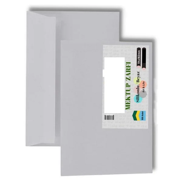Mektup Zarfı Silikonlu 114x162 Mm 100 Adet 1 Paket Artlantis Cırtlı Beyaz Zarf Takı Zarfı Düğün Para Zarfı - Görsel 7