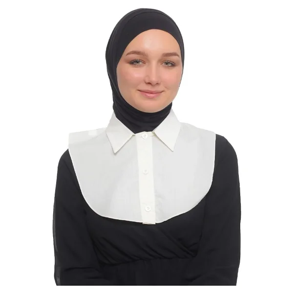 Altobeh Kadın Düz Gömlek Yaka Hazır Tesettür İç Boyunluk Kurtarıcı Yakalık, Ekru - Görsel 7