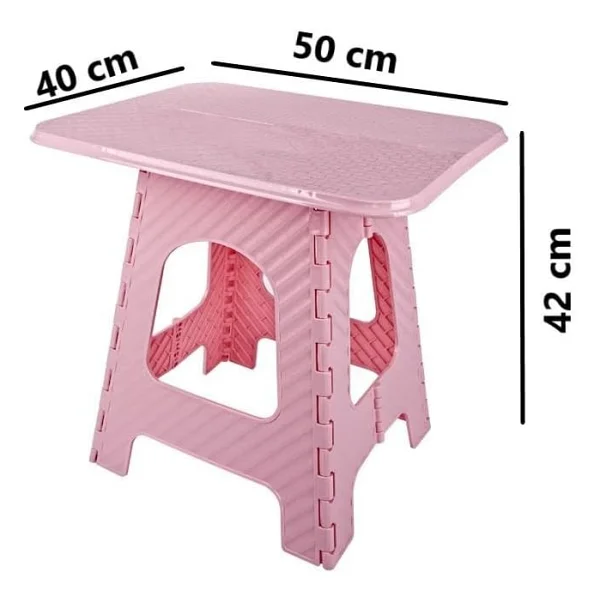 Omnipazar Srl-2007 Plastik Katlanır Sehpa Piknik Oyun Masası No 3 Pembe - Görsel 3