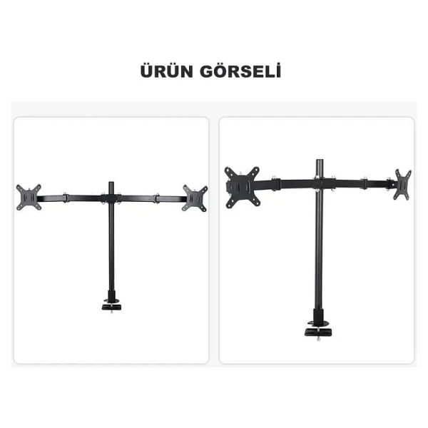 DailyTech Masaüstü Ayarlanabilir 14-32? Çift Kol Monitör Tutucu - Görsel 7