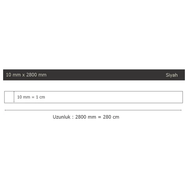 EYM 10 Mm X 2800 Mm Siyah Sibu Aynalı Pleksi Şerit Mobilya Süsü - Görsel 2