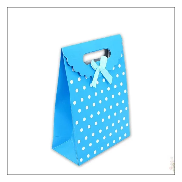 SüSLe Bebek ve Parti El Geçmeli Karton Çanta 26 X 19 X 9 Cm, Puanlı Mavi - 12 Adet - Görsel 3