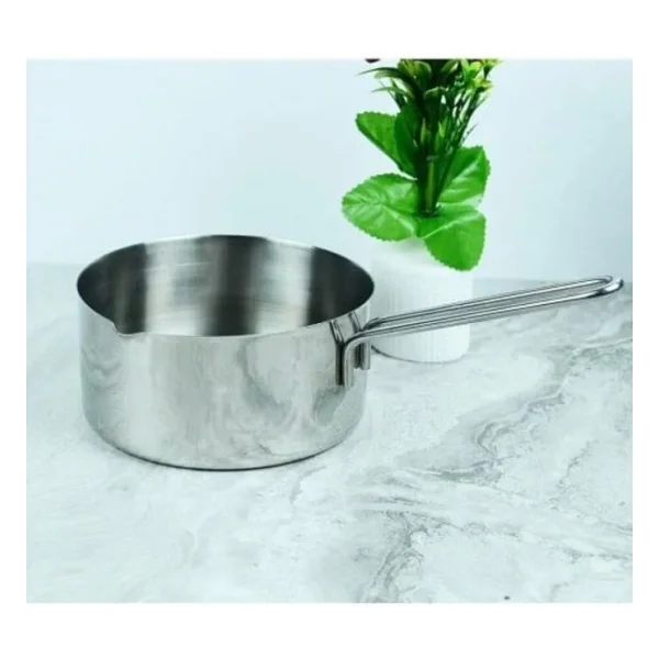 3 Lü Set Paslanmaz Çelik Kaçerola Sütlük ve Sosluk 12-14-16 cm - Görsel 4