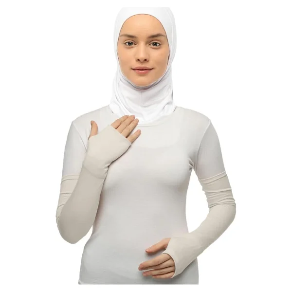 Altobeh Kesik Parmak Geçmeli Penye Tesettür Kolluk, Koyu Bej - Görsel 9