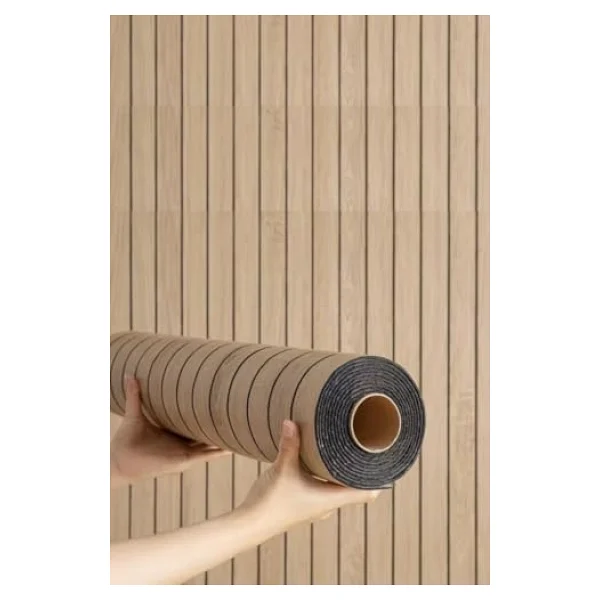 60cm X 280cm 1 Adet Kendinden Yapışkanlı Açık Kahverengi Lambiri Desenli Duvar Paneli Kağıdı Yg005 - Görsel 9