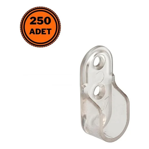 EYM 250 Adet Metali Oval Dolap Askı Borusu Flanşı Şeffaf - Görsel 3