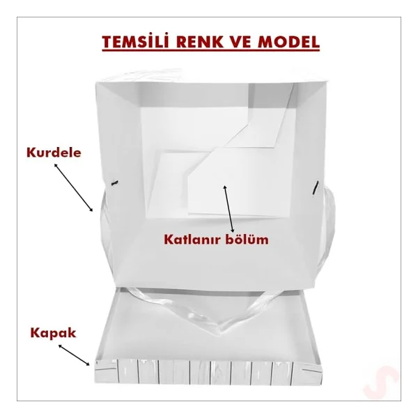 SüSLe Bebek ve Parti Kapaklı, Katlanır Demonte Karton Kutu, 30cm - Puset ve Pembe - Görsel 6