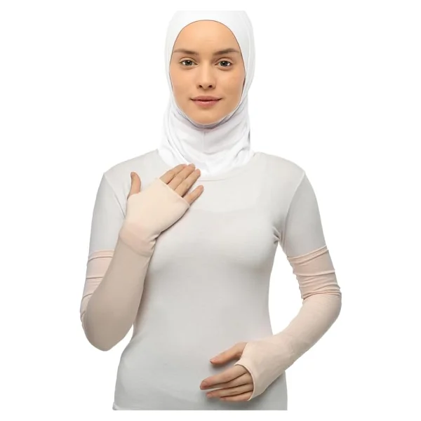 Altobeh Kesik Parmak Geçmeli Penye Tesettür Kolluk, Koyu Bej - Görsel 4