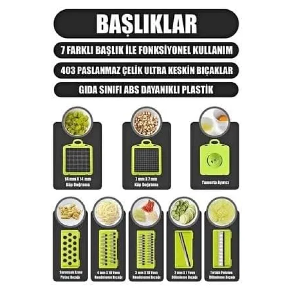 Sebze Doğrayıcı, Çok Fonksiyonlu 12'si 1 Arada Gıda Doğrayıcılar Soğan Doğrayıcı Sebze Dilimleyici Kesici Dicer Sebze Doğrayıcı, 8 Bıçaklı - Görsel 5