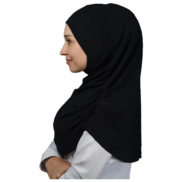 Altobeh Hazır Türban Büzgülü Pileli Pratik Eşarp Tesettür Hijab - Namaz Örtüsü - Siyah - Görsel 3