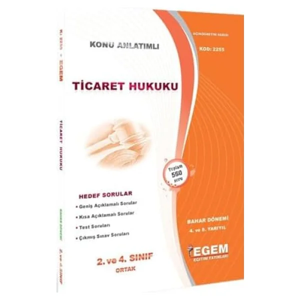 2. Sınıf Ticaret Hukuku (Bahar Dönemi) Konu Anlatımlı Soru Bankası / 9786054739356 - Görsel 3