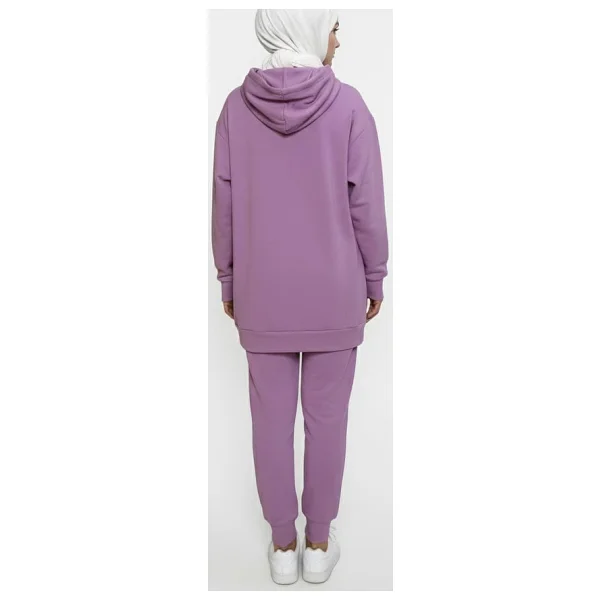 2273_Tesettür Kapüşonlu Eşofman Takımı - 3 İplik, Cepli, Oversize Rahat Kesim, Mevsimlik Spor Takım, 00430 Yeşil, 42 - Görsel 6