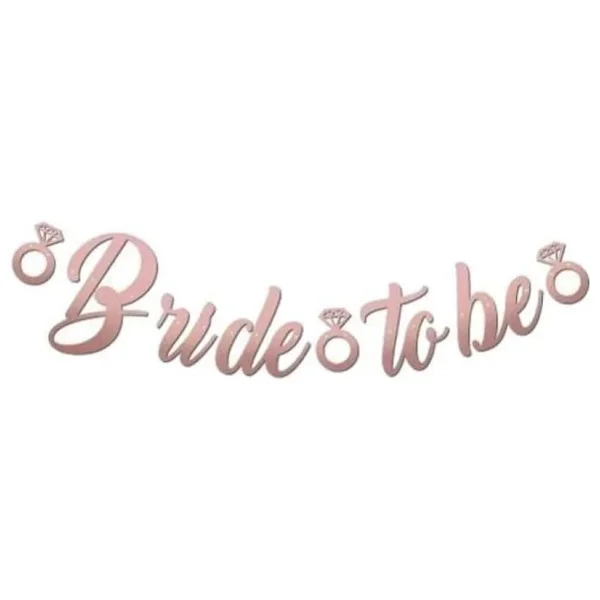 Tinky Winky ROSE Renkli Bride To Be Kaligrafi Yazılı Yüzük Detaylı Gri Bekarlığa Veda Partisi Konsept Banner ROSE - Görsel 2