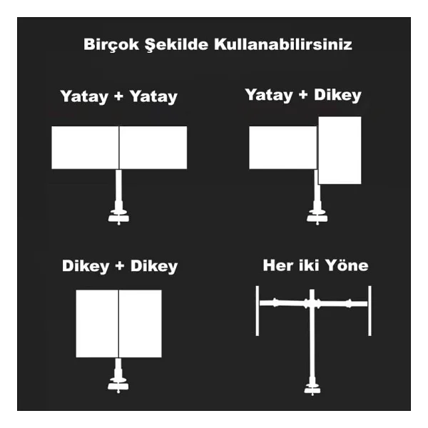 DailyTech Masaüstü Ayarlanabilir 14-32? Çift Kol Monitör Tutucu - Görsel 6