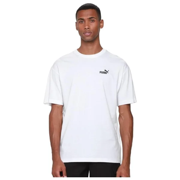 Puma Essentials Relaxed No. 1 Logo 689153-01 Siyah Kısa Kollu Bisiklet Yaka Erkek Tişört - Görsel 5