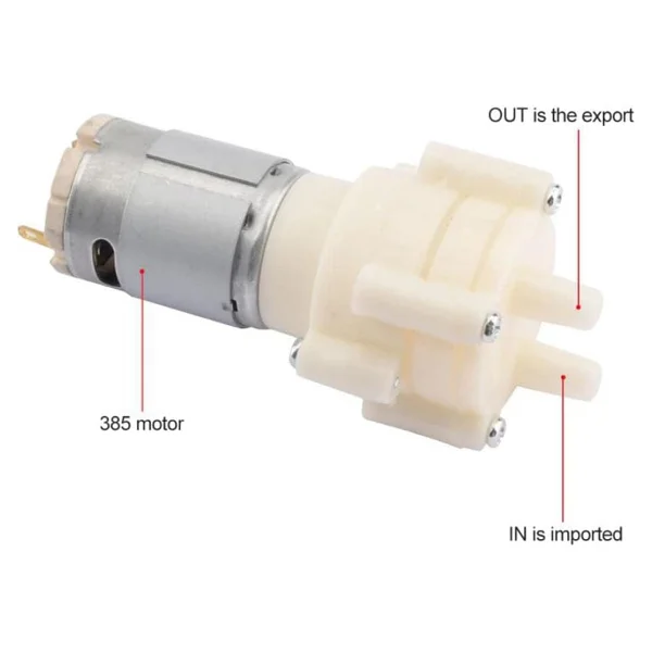 Mini Su Pompası Dc 6-12V R385 Akvaryum Sera 90-120 L/h Bitki Sulama Hava Motoru - Görsel 6