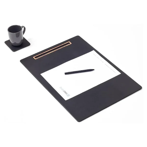 Turgut Office Deri Toplantı Sümeni Düz Siyah Dikey Ahşap Detaylı 49x34cm - Görsel 4