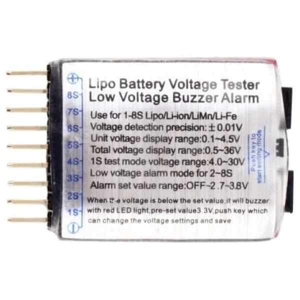 Lipo Seviye Ölçer ve Alarm Modülü 1-8S Lipo Pil Ölçüm Cihazı - Görsel 4