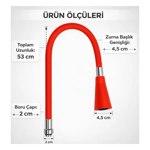 Kyrotech Esnek Silikon Musluk Başlığı - Kıvrılabilir ve Oynar Başlıklı, Beyaz Renkli Musluk Uzatma Aparatı Mutfak ve Banyo Bataryaları İçin Ayarlanabilir Su Yönlendirici 52 CM - Görsel 3