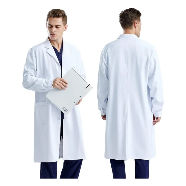 CoatCool Laboratuvar önlüğü, pamuk, kadın, erkek, önlük, beyaz, düğmeli doktor önlüğü, 3 cepli, uzun kollu, laboratuvar mantosu, kimya önlüğü, iş kıyafeti, doktor mantosu, koruyucu kıyafet, - Görsel 3
