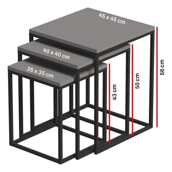 Reyo Falez Atlantik Çam Küp Model 3'lü Zigon Sehpa Seti - Görsel 2