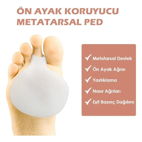 MG05 - Silikon Metatars Desteği Yumuşak, Darbe Emici, Ayak Ön Bölgesi Için Koruyucu Ped (1 Çift) - Görsel 3