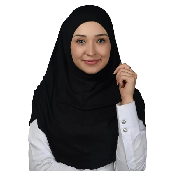 Altobeh Hazır Türban Büzgülü Pileli Pratik Eşarp Tesettür Hijab - Namaz Örtüsü - Siyah - Görsel 2