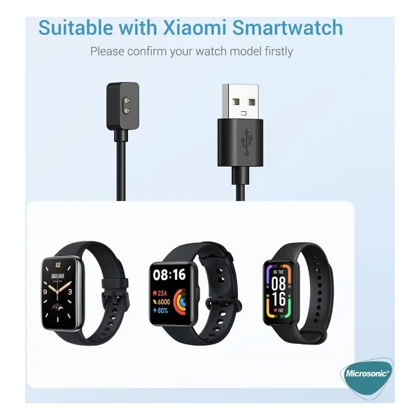 Microsonic Xiaomi Smart Band 8 Manyetik USB Şarj Kablosu Siyah [Mi Band 8 ile Uyumlu Kablo - Siyah] - Görsel 6