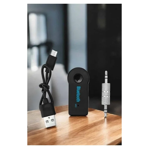 Kablosuz Bluetooth Aux Araç Kiti Siyah Hafıza Kartlı - Görsel 6