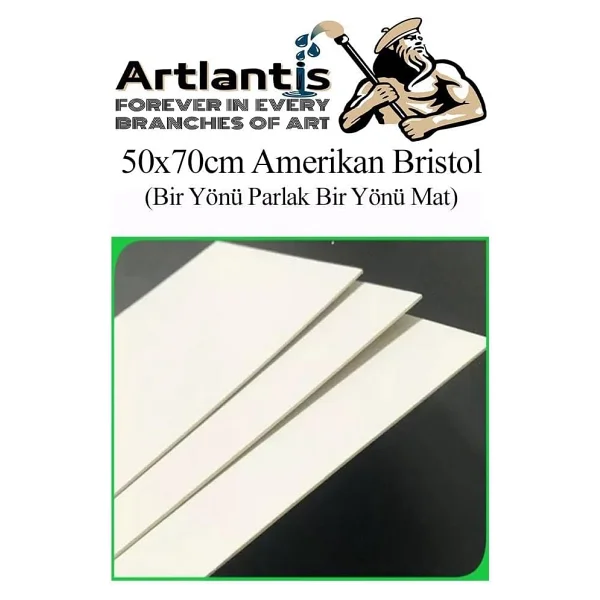 A3 Amerikan Bristol Karton 29.7X42 cm 100 Adet 220 gr Bir Tarafı Parlak Bir Tarafı Mat Kağıt Biristol Karton - Görsel 6