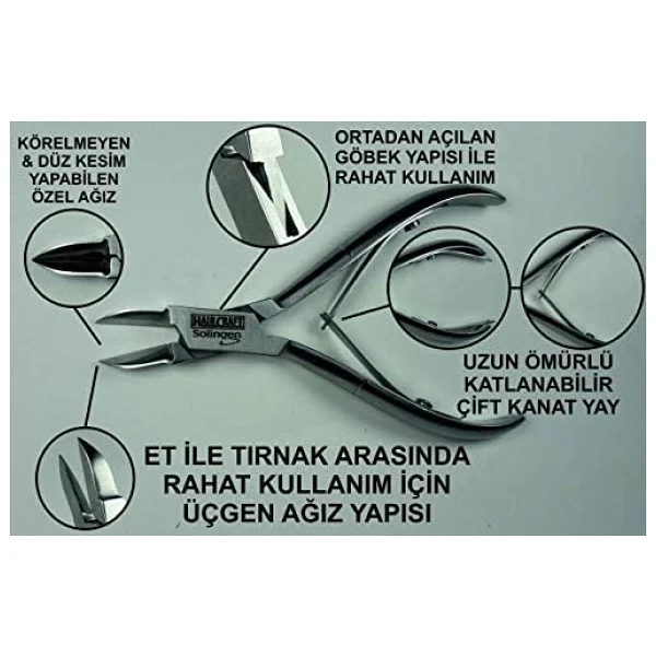 Haırcraft Solingen Çelik Et Pensi Düz Ağızlı Multi HC00414 Çok Amaçlı Batık Tırnak Manikür Pedikür Profesyonel Kuaför Berber El Ayak Tırnak Bakım - Görsel 4