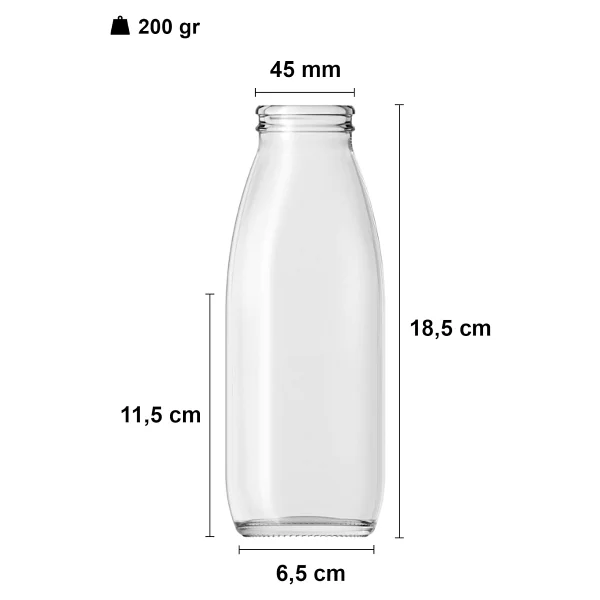 500 ml Şeffaf Sürahi Süt, Ayran, Su, Limonata, Meşrubat Şişesi 500 Cc Yırtmalı Kapaklı Cam Şişe 6 Adet (6, Beyaz Kilitli Kapak, 500) - Görsel 4