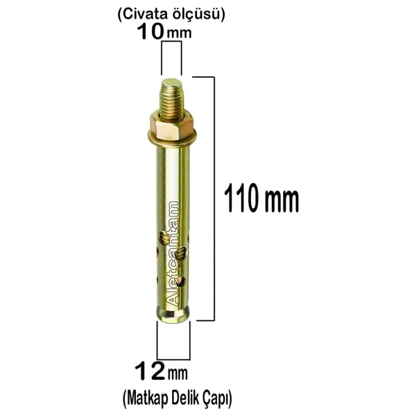 Aletçantam Uzun Çelik Dübel Gömlekli 10x110 (12mm) -10 adet - Görsel 2