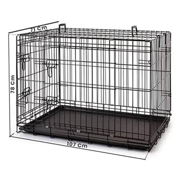 Metal Kedi Köpek Kafesi Siyah 107x71x78cm - Görsel 2