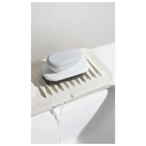 Tanemce Elastik Musluk Matı Su Tutucu Düzenleyici Kaydırmaz Taban Organizer Mutfak Banyo Lavabo, Krem - Görsel 4